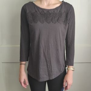 Grey Loft Top with Lace details